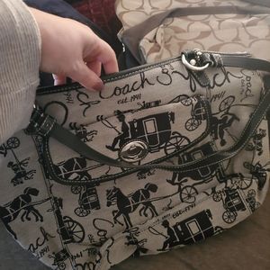 Black Carriage Print Coach purse